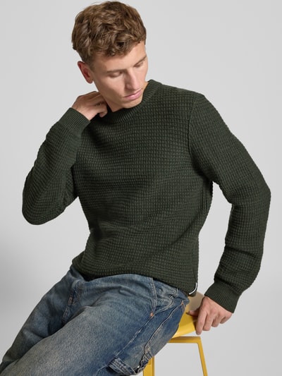 Marc O'Polo Denim Regular Fit Strickpullover aus Baumwoll-Mix Dunkelgruen 3