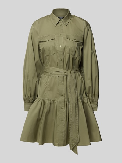 Lauren Ralph Lauren Knielanges Hemdblusenkleid mit Brustpattentaschen Modell 'REEDAN' Oliv 2