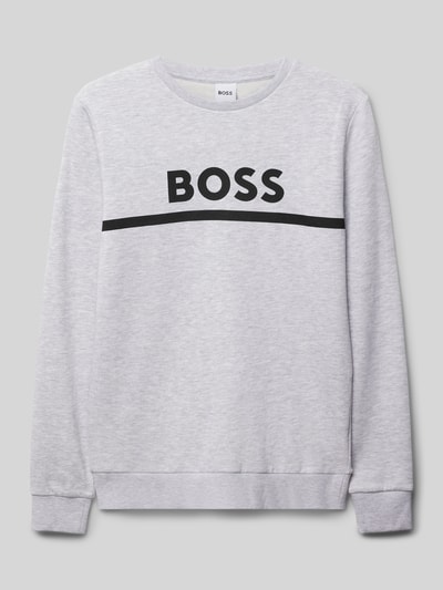 Boss Sweatshirt met labelprint Middengrijs gemêleerd - 1