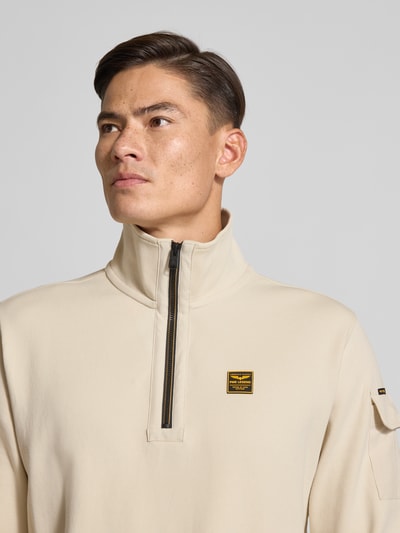 PME Legend Sweatshirt met schipperskraag en labeldetail Offwhite - 3