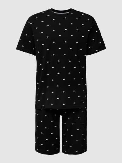 Lacoste Pyjama mit labeltypischem Allover-Print Black 2