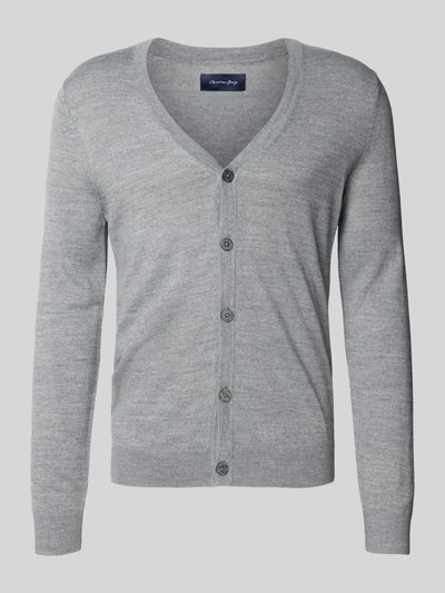 Christian Berg Men Gebreid jack met V-hals Lichtgrijs gemêleerd - 2