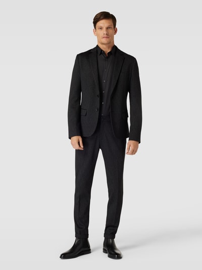 JAKE*S SUPER SLIM Super slim fit zakelijk overhemd met kentkraag Zwart - 1