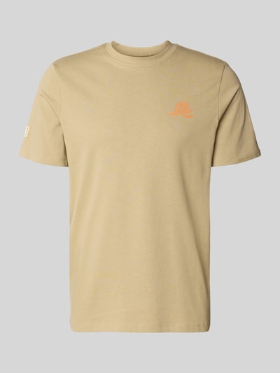 Produktfoto, Herren T-Shirt mit Motiv-Print Modell 'SUN SURF' von Blend in Beige, Reine Baumwolle, Regular-Fit, Rundhalsausschnitt, Rückenlänge 72 cm in Größe M, strukturierte, glatte Oberfläche