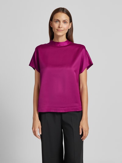 s.Oliver BLACK LABEL Loose fit satijnen blouse met korte mouwen en extra brede schouders Paars - 4