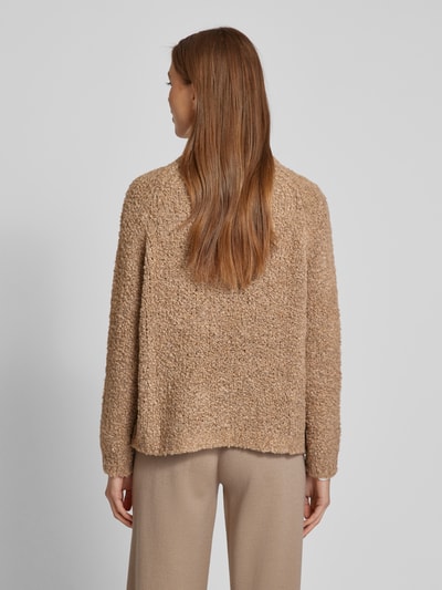 ZABAIONE Strickpullover mit gerippten Abschlüssen Taupe 5