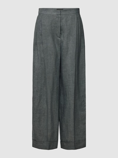 Emporio Armani Baggy fit linnen broek met persplooien Donkergroen - 2