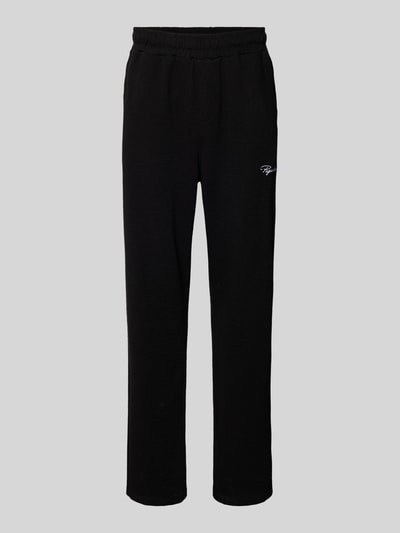 Produktfoto, schwarze Loose Fit Sweathose mit Logo-Stitching Modell 'Signar' von Pegador, reine Baumwolle, schlichte Textur, Herren
