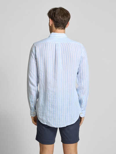Polo Ralph Lauren Custom Fit Leinenhemd mit Button-Down-Kragen Hellblau 5