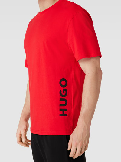 HUGO T-shirt o luźnym kroju z nadrukiem z logo Czerwony 3