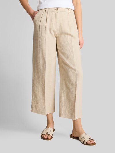Tom Tailor straight leg culotte van mix van katoen en linnen Zand - 4