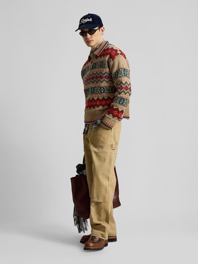 Polo Ralph Lauren Pullover aus reiner Wolle mit Polokragen Beige Melange 1