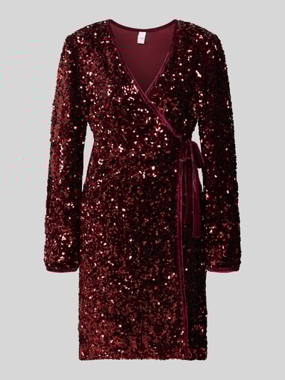 YAS Cocktailjurk met pailletten, model 'ELLE' Bordeaux - 2