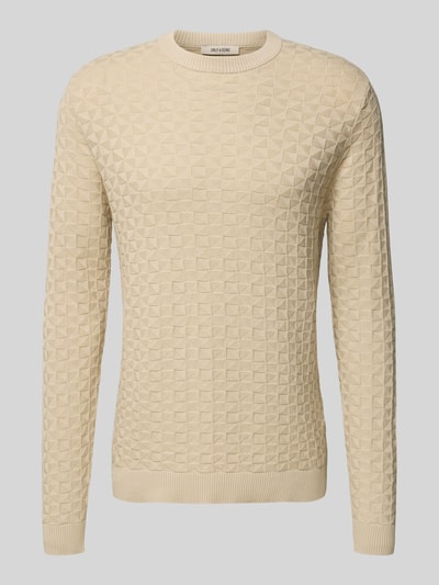 Only & Sons Regular Fit Strickpullover mit Strukturmuster Modell 'KALLE' Beige 2