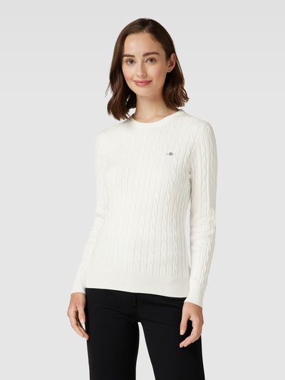 Gant Gebreide pullover met labeldetail Ecru - 4