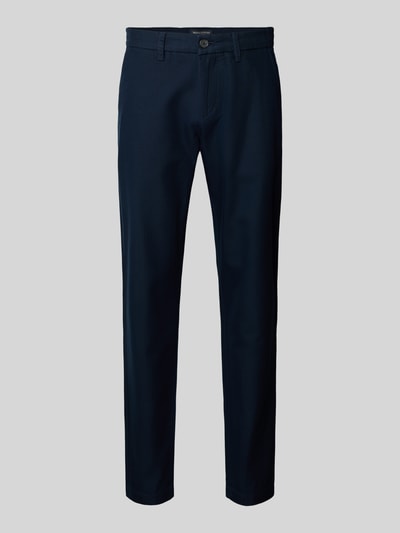 Marc O'Polo Chinosy o kroju tapered fit z mieszanki bawełny i lnu model ‘OSBY JOGGER’ Granatowy 2
