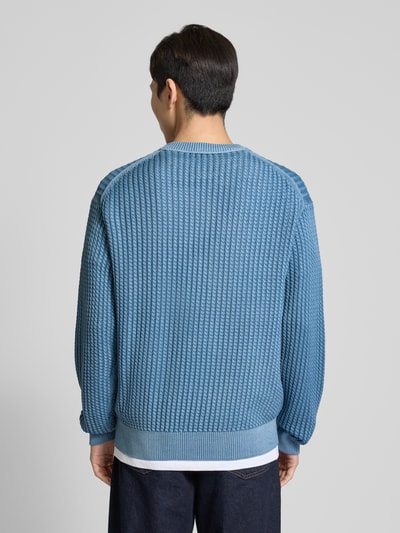 BOSS Orange Strickpullover mit Rundhalsausschnitt Modell 'Agolan' Hellblau 5