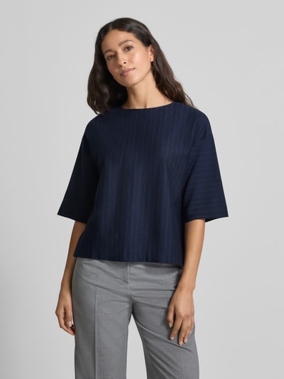 MM Bluzka o kroju relaxed fit z mieszanki wiskozy model ‘KAYA’ Granatowy 4