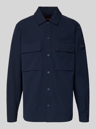 BOSS Orange Regular Fit Hemdjacke mit Seersucker-Verarbeitung Marine 2