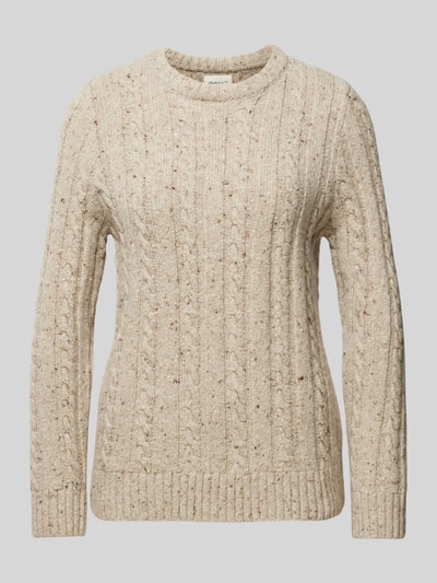 Gant Wollpullover mit Zopfmuster Offwhite 2