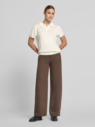 Calvin Klein Womenswear Slim Fit Poloshirt aus reiner Viskose Offwhite 1