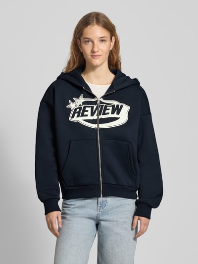 Review Sweatjack met logo en kangoeroezak Donkerblauw - 4