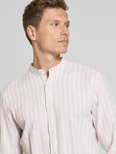 MCNEAL Slim Fit Freizeithemd aus Leinen-Mix mit Maokragen Beige 3