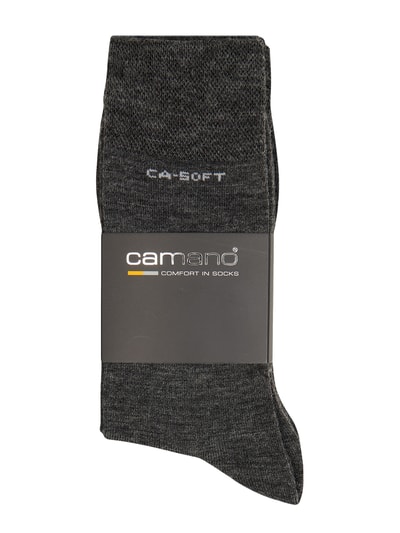 camano Socken mit Label-Stitching  im 3er-Pack Dunkelgrau Melange 2