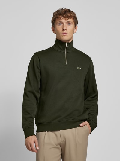 Lacoste Gebreide pullover met opstaande kraag Donkergroen - 4