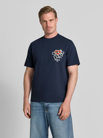 Barbour regular fit T-shirt van puur katoen Marineblauw - 4