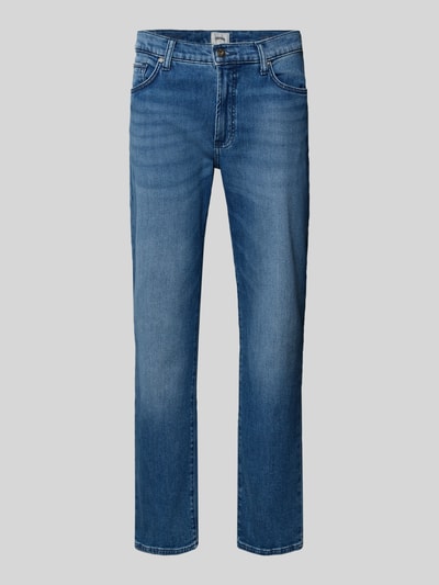 Produktfoto, Jeans mit Eingrifftaschen Modell 'Clint' von Brax, blauer Baumwoll-Mix mit Stretch, Regular Fit, klassischer Denim-Look.