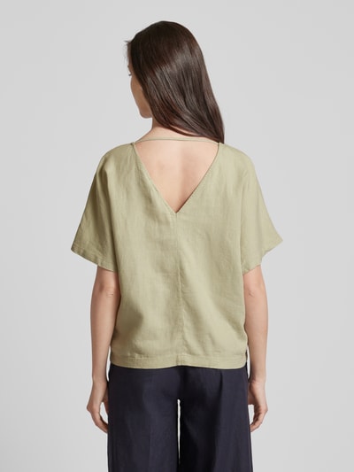 B.Young Blusenshirt aus Leinen-Viskose-Mix mit V-Ausschnitt Khaki 5