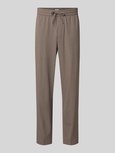 Produktfoto, Relaxed Fit Hose mit elastischem Bund von Lindbergh, braun, Material-Mix mit Viskose, sichtbarer Tunnelzug, glatte Textur
