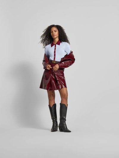 Self-Portrait Bodysuit mit Umlegekragen Hellblau 1