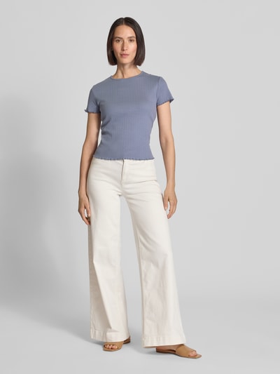 JAKE*S STUDIO WOMAN T-Shirt mit Rundhalsausschnitt und Wellensaum Jeansblau 1