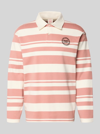 Produktfoto, Relaxed Fit koszulka polo z czystej bawełny ekologicznej model 'JACK' od SELECTED HOMME, efekt: wzór na całej powierzchni, dzianina dresowa, wyhaftowane logo, kołnierzyk polo, zapięcie na 2 guziki, długi rękaw, bio-bawełna.