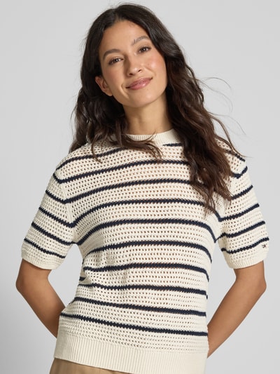 Tommy Hilfiger Regular Fit Häkelpullover aus Baumwoll-Mix Sand 3