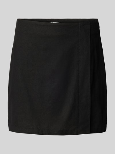 Only high waist linnen rok in wikkellook, model 'BRIE-CARO' Zwart - 2