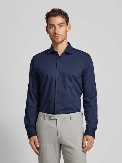 Eterna Slim fit zakelijk overhemd met kentkraag Marineblauw - 4