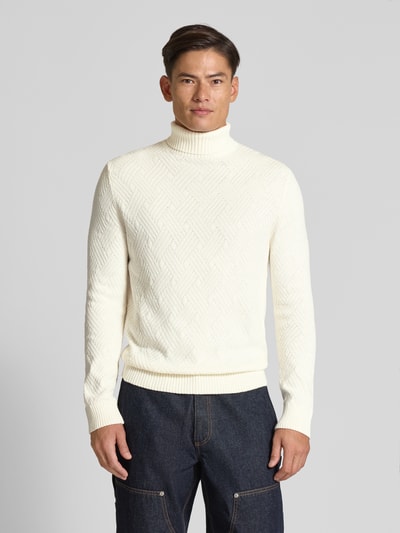 SELECTED HOMME Regular Fit Rollkragenpullover aus reiner Baumwolle Modell 'TREVOR' Offwhite 4