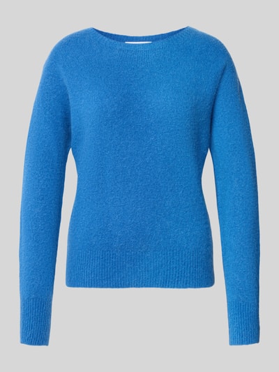 Produktfoto, Slim Fit Longsleeve mit Alpaka-Anteil von Rich & Royal, Damen Longsleeve in leuchtendem Blau, elastischer Strick, Rundhalsausschnitt