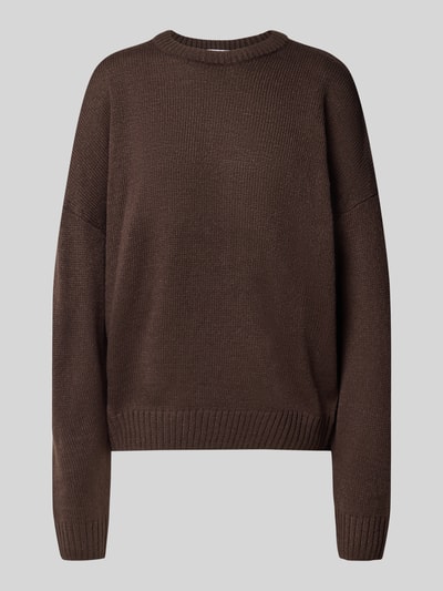 Review Oversized gebreide pullover met ribboorden Donkerbruin - 2