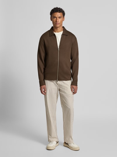 SELECTED HOMME Regular Fit Sweatjacke aus Viskose-Mix Modell 'EMANUEL' Dunkelbraun 1