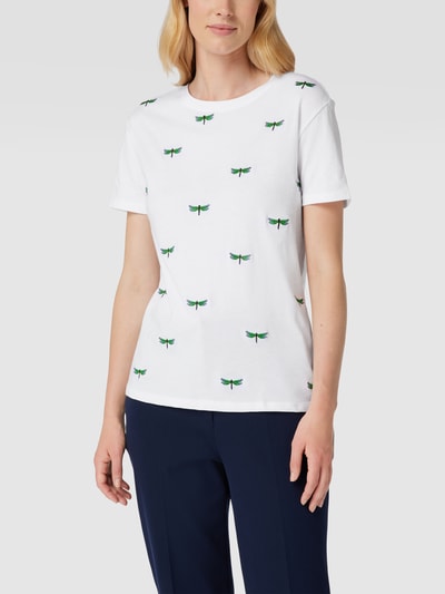 Jake*s Casual T-Shirt mit Allover-Motiv-Stitching Weiß 4