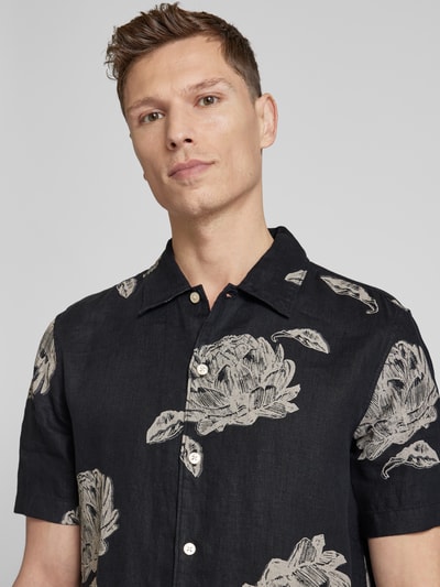 Marc O'Polo Regular Fit Leinenhemd mit Motiv-Print Black 3