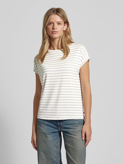 QS T-shirt met streepmotief Offwhite - 4