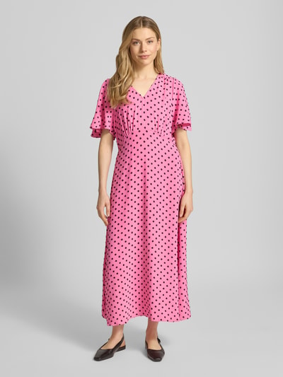ICHI midi-jurk met V-hals model 'ZABBY' Rosé - 4