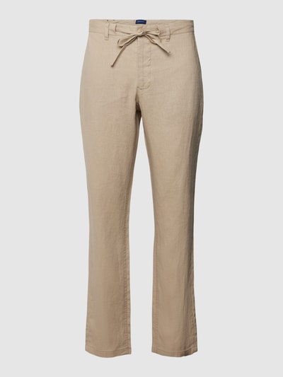 Gant Relaxed Fit Leinenhose mit Tunnelzug am Bund Beige 1