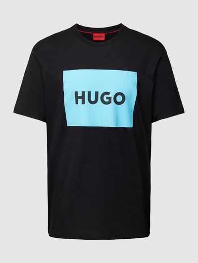 HUGO T-shirt met labelprint, model 'DULIVE' Zwart - 2