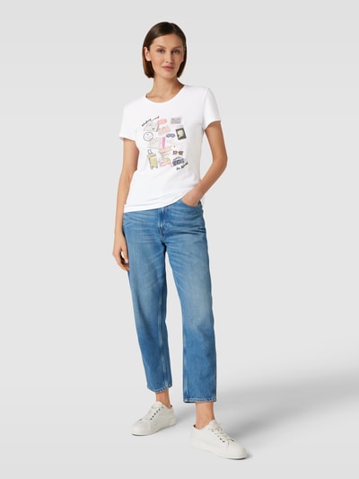 Liu Jo White T-shirt z obszyciem z kamieni stras Biały 1